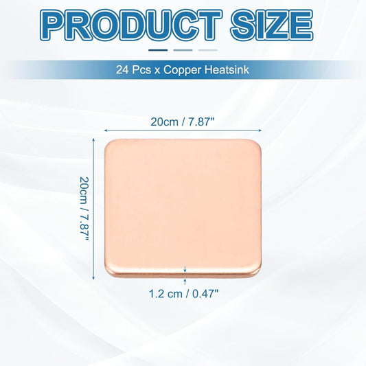 PATIKIL Copper Heatsink Pad Shims, 24 Pcs 20x20x1.2mm Copper Pad Shim IC Chipset GPU CPU Thermal Heatsink for Cooling Laptop Desktop Computer