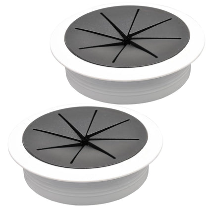 Desk Grommet 2-3/8" (60 mm), Desk Hole Cover for Cables White and Black, Cable Grommet ABS Plastic, Desk Hole Grommet for Office and Home Table Cable, Flexible Cable Cord Organizer-2 Pcs