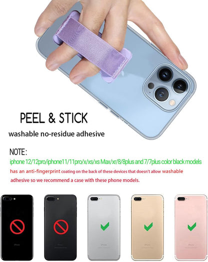 Phone Grip Holder for Hand, Universal Finger Strap Phone Holder, Finger Selfie Grip Compatible with Most Smartphones (Gold Purple) - 2Pack