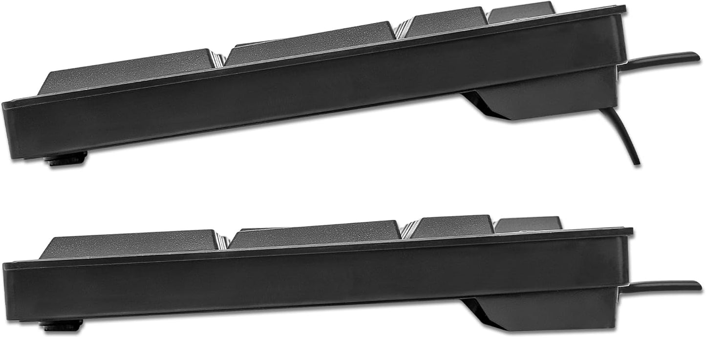 Manhattan Wired Computer Keyboard – Basic Black Keyboard - with 4.5ft USB-A Cable, 104-keys, Foldable Stands - Compatible for Windows, PC, Laptop - 3 Yr Mfg Warranty – 179324
