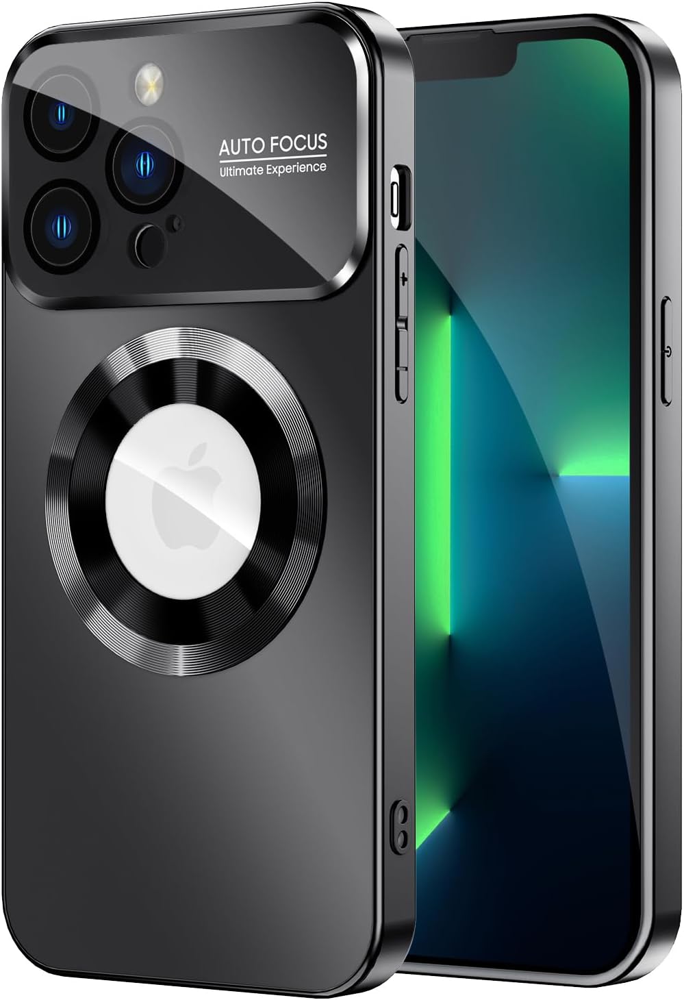 Magnetic for iPhone 13 Pro Case, Built-in Camera Lens Protector, Compatible with MagSafe, Logo View, Military Grade Protective Phone Cover, Black