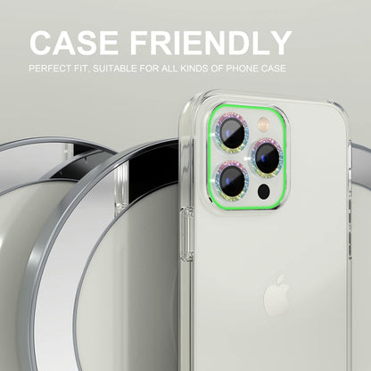 Choiche [3+1 for iPhone 14 Pro/iPhone 14 Pro Max Camera Lens Protector Bling, 9H Tempered Glass Camera Cover Screen Protector Metal Ring Decoration Accessories (Glitter-Colorful)