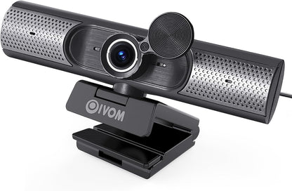 Webcam With Microphone and Speaker, 1080P Web Camera for Desktop Computer Laptop, USB With Physical Privacy Cover, Plug and Play, Streaming, Wide Angle 3 in 1