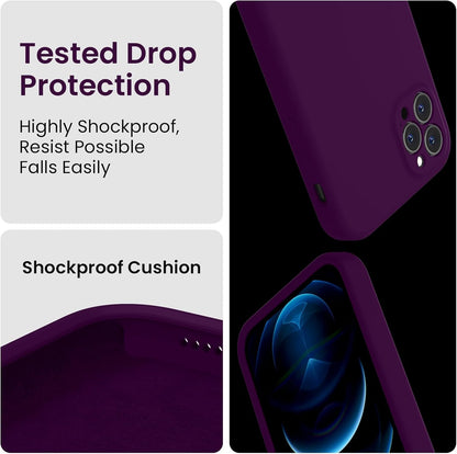 FireNova Designed for iPhone 13 Pro Case, Silicone Upgraded [Camera Protection] Phone Case with [2 Screen Protectors], Soft Anti-Scratch Microfiber Lining Inside, 6.1 inch, Wine Red