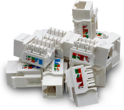 Cat6 Keystone Jack - [UL Listed] - Ethernet Wall Jack - Network Coupler - Cat5/5e/6 Compatible - 100-Pack