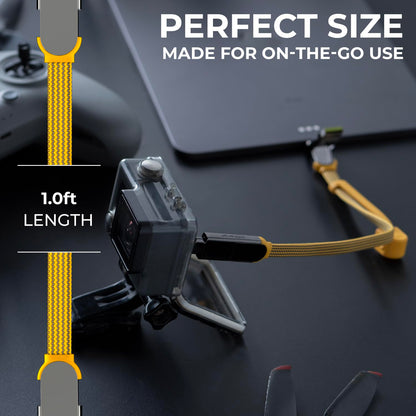 Rolling Square inCharge XL 30 cm - USB-C Cable, Universal Smartphone Cable, Gift for Men, 6-in-1 Universal Charger for Smartphones, Technical Gadget, Yellow, Lightning Cable 100W