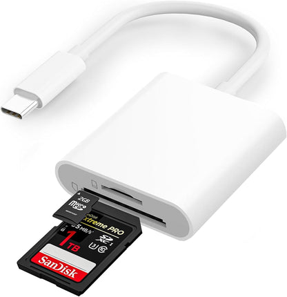 USB C to SD Card Reader, 2-in-1 Type C to SD & TF Memory Card Reader Adapter, Groodo Memory Card Reader MicroSD Card Reader Compatible with iPhone15 16/iPad/Mac/Laptop and More USB-C Devices