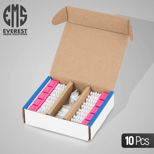 Everest 90° Angled RJ45 Cat6 Keystone Jacks 10-Pack in Pink - Slim Profile Female RJ45 Connectors - Cat 6 Keystone Jack - Compatible with 90° Angled Speed Termination Tool - easyJACK (B094WB91H3)