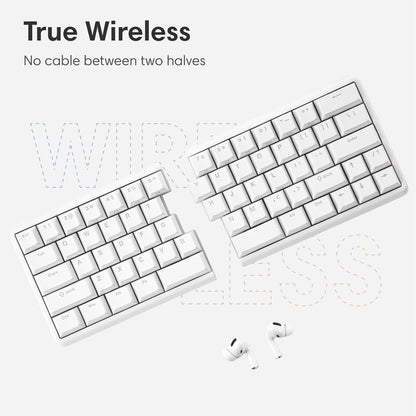 Lite: Wireless Ergonomic Split Mechanical Keyboard Hot Swappable, Compact 60% Layout, PBT Keycaps Programmable for Mac & Windows(Tactile,New Standard Version)