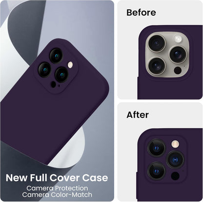 FireNova Designed for iPhone 15 Pro Case, Silicone Upgraded [Camera Protection] Phone Case with [2 Screen Protectors], Soft Anti-Scratch Microfiber Lining Inside, 6.1 inch, Purple