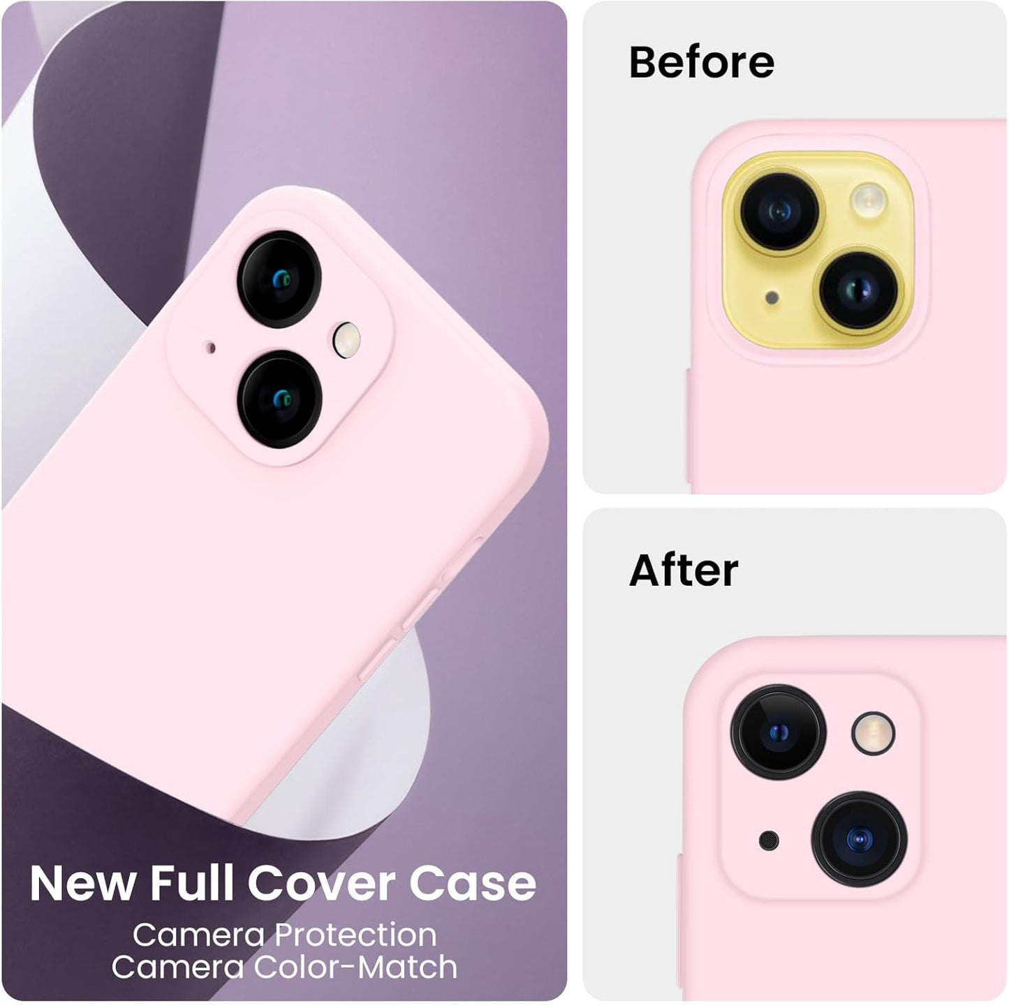 FireNova Designed for iPhone 14 Case, Silicone Upgraded [Camera Protection] Phone Case with [2 Screen Protectors], Soft Anti-Scratch Microfiber Lining Inside, 6.1 inch, Chalk Pink