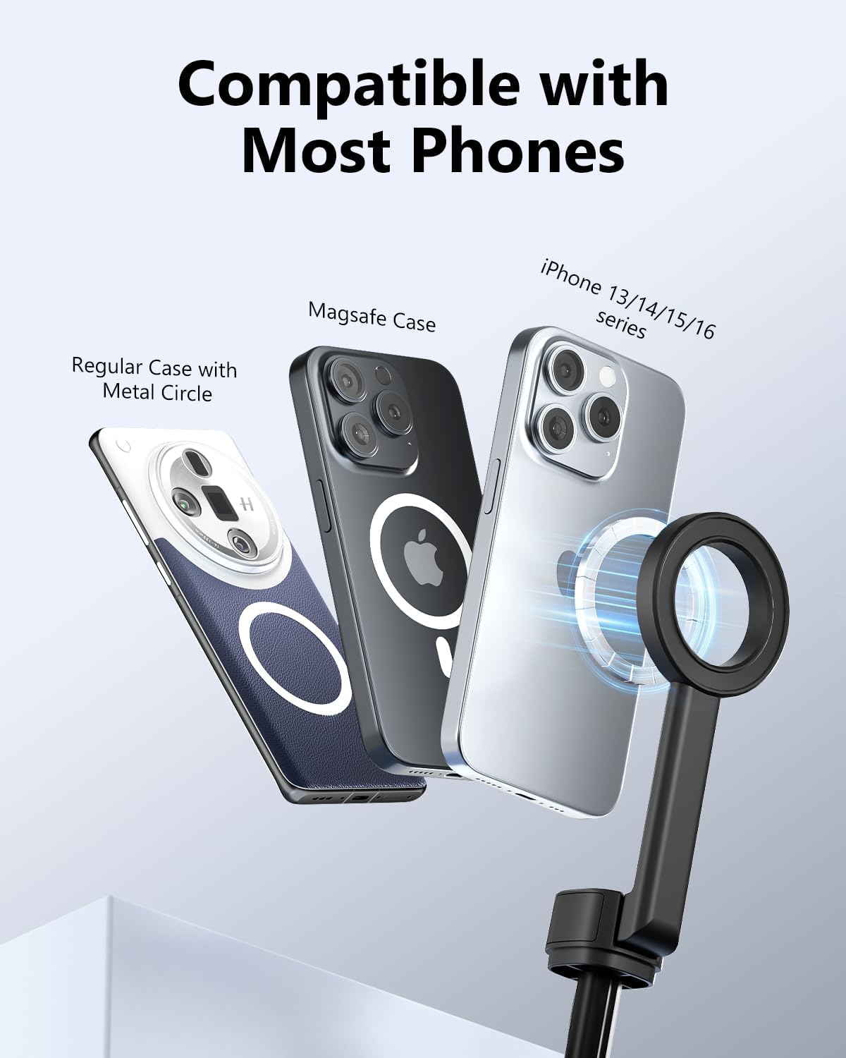 UBeesize Magnetic Tripod for iPhone with Remote, 64’’ Extendable Phone Stand for Video Recording/Vlogging, N52 Strong Holder for iPhone 12-15/Android, Portable Travel Selfie Stick Tripod(Black)