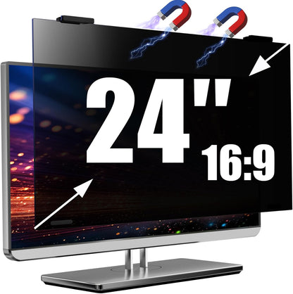 Magnetic Computer Privacy Screen Filter 24 Inch for Frameless Monitor Thin Bezel 16:9 Widescreen, Hanging Removable Anti Blue Light Privacy Shield Protector Eye Protection
