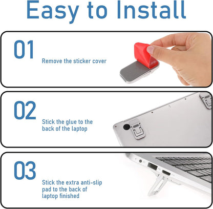 Bewudy 2 Pcs Portable Keyboard Riser With Dual Tilt Angle Adjustment, Foldable Laptop Stand, Mini Computer Stand for Desk, Self-Adhesive Feet for Most Keyboards (Silver)