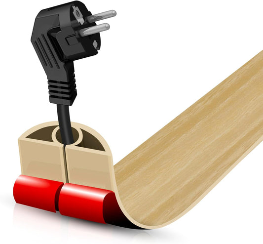 Floor Cord Cover Self Adhesive Cord Hider,3.3FT Cable Management, Extension Strip Protector for Wires, Prevent Cable Trips for Offices, Gyms, Exhibitions Cavity:0.3"(W) x0.28(H) WoodLightyellow