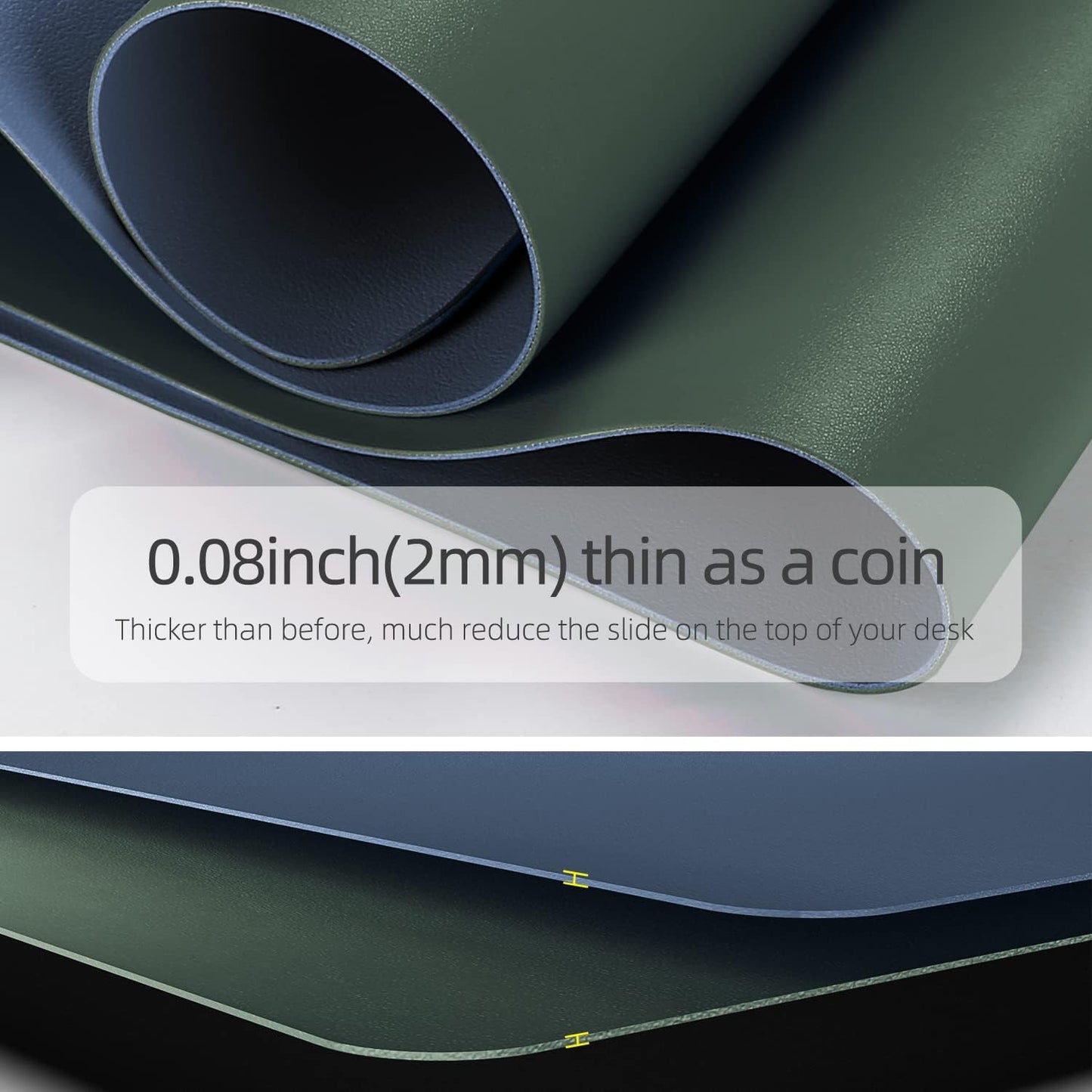 YSAGi Desk Pad, Desk Mat, Dual-Sided Desk Pad, 31.5" x 15.7" Laptop Leather Desk Pad Protector, Desk Blotter for Keyboard and Mouse, Waterproof Desk Writing Pad for Office(Dark Green+Dark Blue)