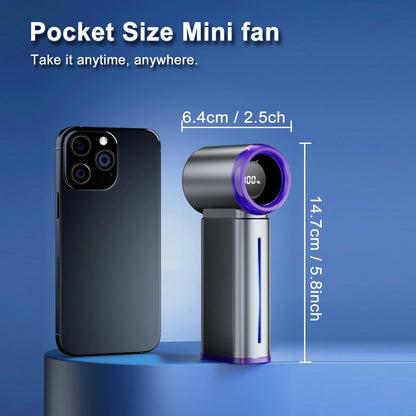 Portable Misting Fan - Mini Handheld Fan - 5000mAh Rechargeable Personal Mister Fans with Digital Display, 1-199 Speeds Adjustable, Birthday Gifts for Women Men Travel/Outdoor/Home/Office (Grey)