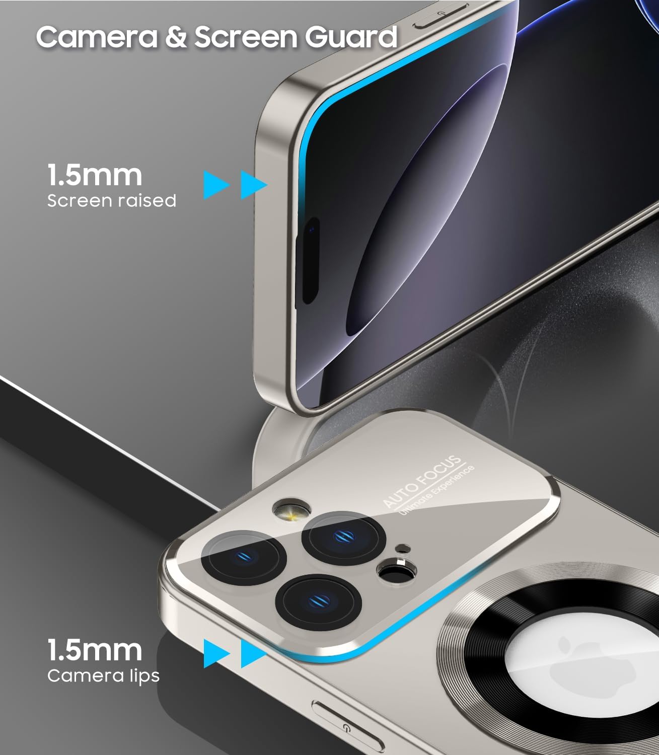 Magnetic for iPhone 16 Pro Case, Compatible with MagSafe, Built-in Camera Lens Protector, Logo View, Military Grade Drop Proof Phone Cover, Titanium Gray