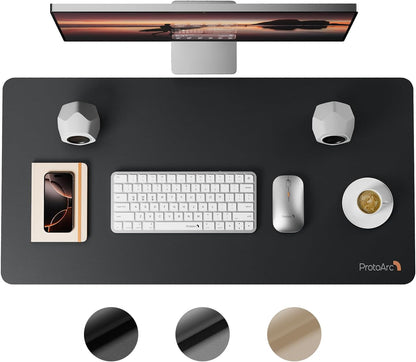 ProtoArc Leather Desk Mat, Large Mouse Pad- 31.5×15.8 inch, Non-Slip PU Leather Desk Pad Protector, Premium Desktop Mat for Computer, Keyboard and Mouse, Black