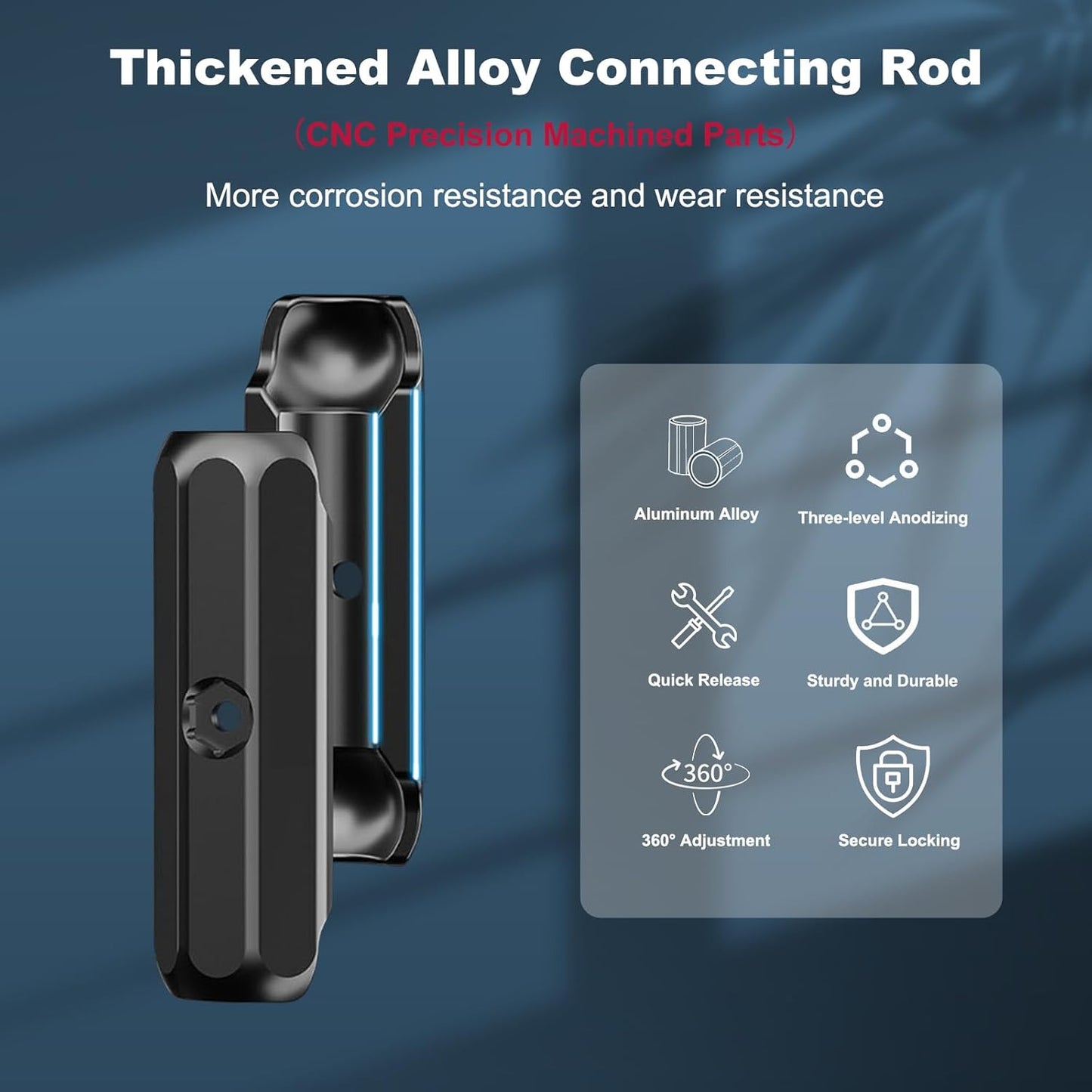 Clamp Mount for Action Camera, Super Camera Clamp Mount with Double Ball Head Magic Arm Fit for DJl,Go pr0, lnsta36o X5 X4 X3，Motorcycle Rearview Mirror Mounts & Aluminum Alloy - 360°Rotating, 78004