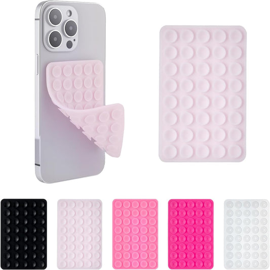 2 Pack Silicone Double-Sided Suction Grip – 40 Cups per Side, Strong Hold for iPhone, Galaxy, Pixel, Android – Hands-Free for Selfies & Videos(Chalk Pink)