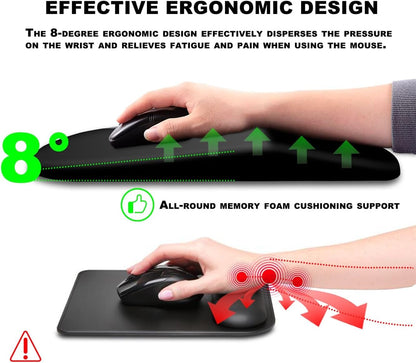Mouse Pad Wrist Support, Ergonomic Mouse Pad with Massage Dot, Comfortable Computer Mouse Pad for Laptop, Wrist Rest Pain Relief Mousepad with Non-Slip PU Base for Office & Home, 12 x 8 in