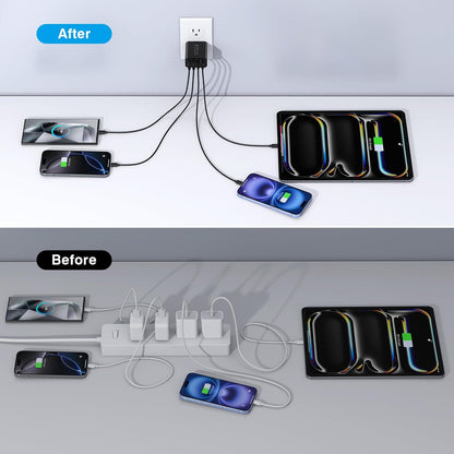 [2 Pack/40W] 4-Port USB C Wall Charger Block, Fast Type C Power Brick Charging Cube Power Delivery Wall Plug for iPhone 15/14/13/12/14 Pro/13 Pro, Huawei, Xiaomi, Oneplus, Galaxy(Black)