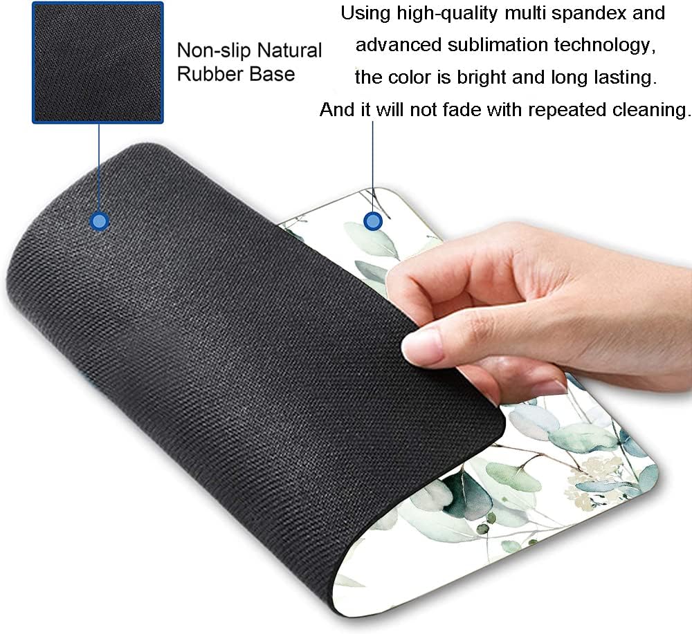 Plant Leave Mouse Pad - Square Waterproof Non-Slip Rubber Base for Office Laptop, 9.5"x7.9"x0.12" Inch (Green Grass)