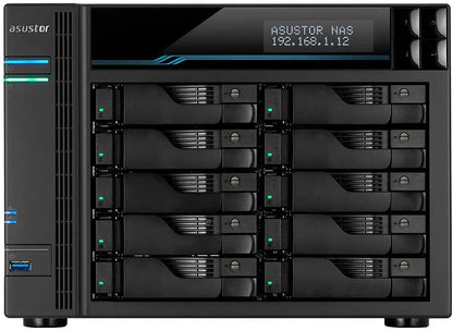 Asustor Lockerstor 10 Pro AS7110T 10 Bay NAS - Network Storage Enclosure, Quad Core 3.4GHz CPU, 8GB RAM DDR4, M.2 NVMe SSD Caching