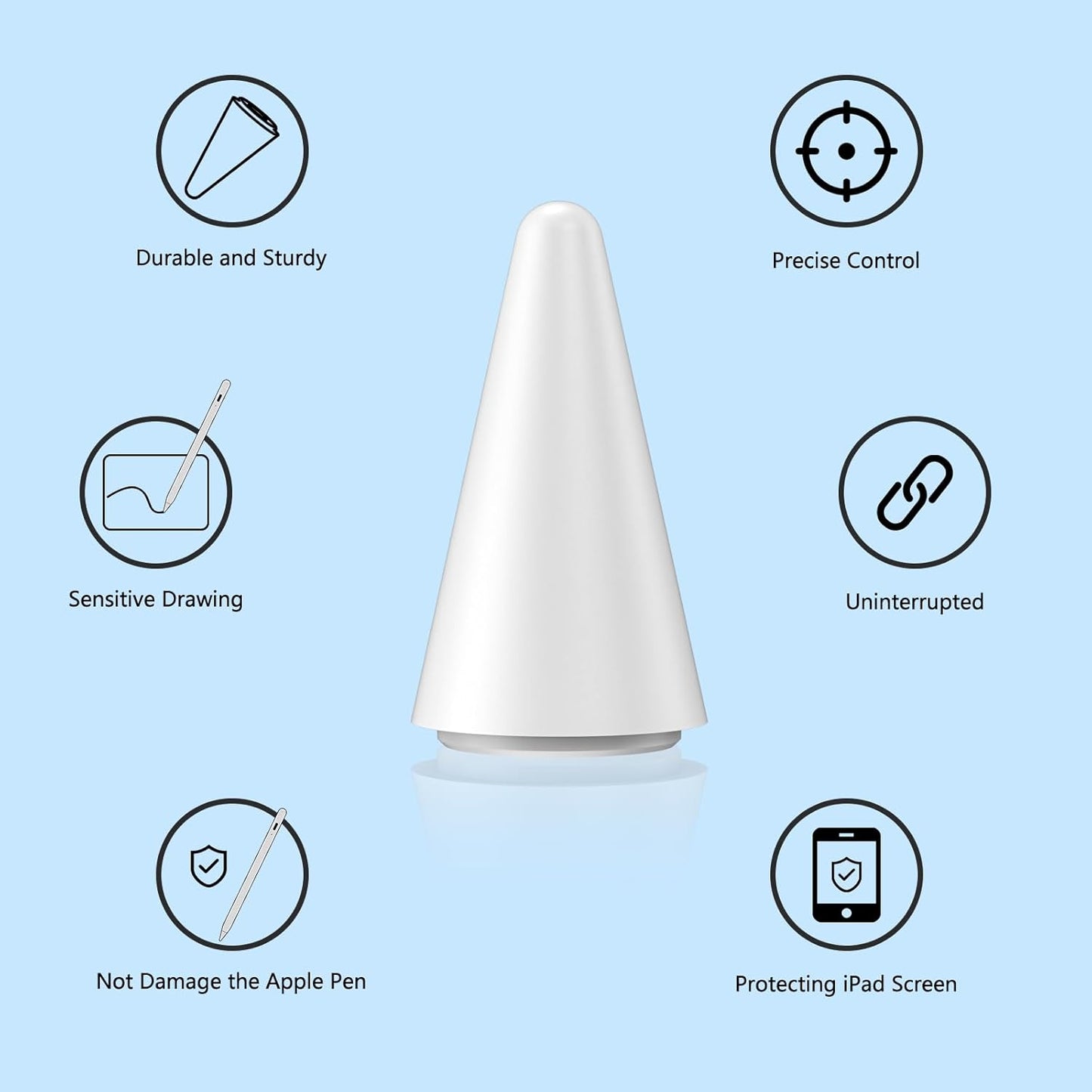 8 Pack Apple Pencil Tips, Replacement Tips Only Compatible with Our KARFUN Pencil, iPencil Nib for iPad Pencil 2018-2023, iPad 10/9/8/7/6 Gen, iPad Pro 11/12.9, iPad Air 5/4/3, iPad Mini 6/5 Gen