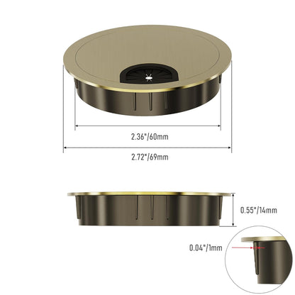 2 Pack Desk Grommet 2-3/8 Inch 60mm, Zinc Alloy Computer Desk Wire Hole Cover, Office Desktop Cord Cable Hole Metal Ring, Bronze Tone