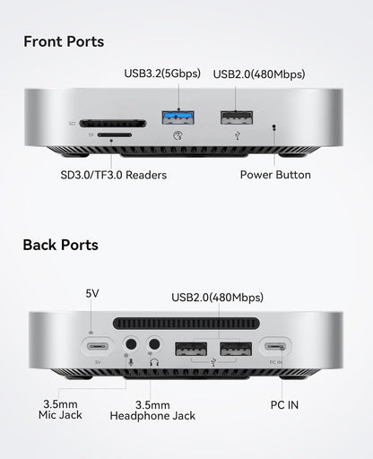 ORICO MiniMate SE Mac mini M4 512GB Storage & Docking Station, External SATA SSD (Non-Removable) 5Gbps(480MB/s), USB A*4, USB-C, SD/TF 3.0, 3.5mm Audio, Includes 2 Cables – M4SE