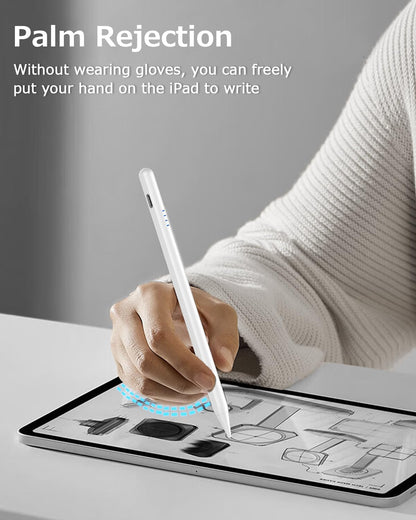 Stylus Pen for iPad 9th&10th, Fast Charge for ipad Pencil with Palm Rejection, Active Pen Compatible with (2018-2025) Apple iPad 6/7/8/9/10/11(A16), iPad Pro 11"/12.9"/M4, Mini 5/6, Air 3/4/5/M2/M3
