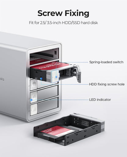 ORICO 5Bay RAID External Hard Drive Enclosure for 2.5/3.5 Inch SATA HDD/SSD up to 5X 24TB, USB3.0 Type-A Hard Drive Docking Station, Supports RAID 0/1/3/5/10/JBOD/Clone/ClearMode -9958RU3