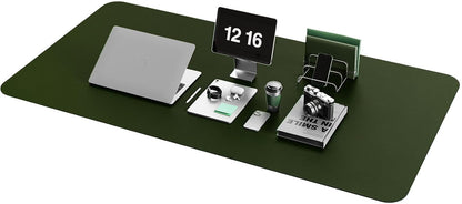 YSAGi Non-Slip Leather Desk Pad XL Size, Waterproof Laptop Computer Desk Keyboard Mat, Table Protector Blotter Mat, Large Mouse Pad for Office/Work/Home/Decor(Olive Green, 47.2" x 23.6")-No Band