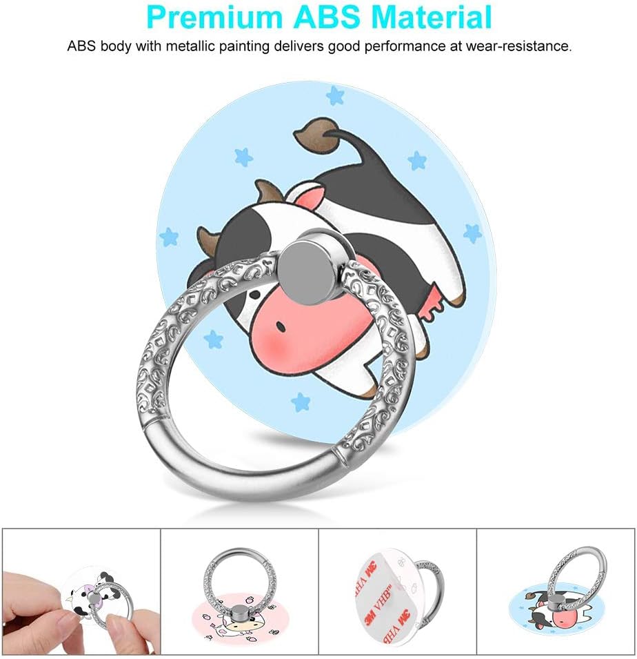 Bonoma Phone Ring Stand, 3 Pack Cute Cow 360 Degree Rotation Finger Grip Stand Holder Compatible with Smartphones and Tablets