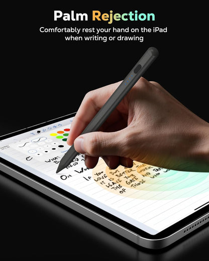 MoKo Pencil for iPad (A16) 11th 10th Gen, Stylus Pen for 2018-2025 Apple iPad 11/10/9/8/7/6/A16, Mini 7/6/5, Air M3/M2 11"/13"/5/4/3, Pro M4 13"/12.9"/11" Tilt Sensitivity, USB-C Fast Charging, Gray