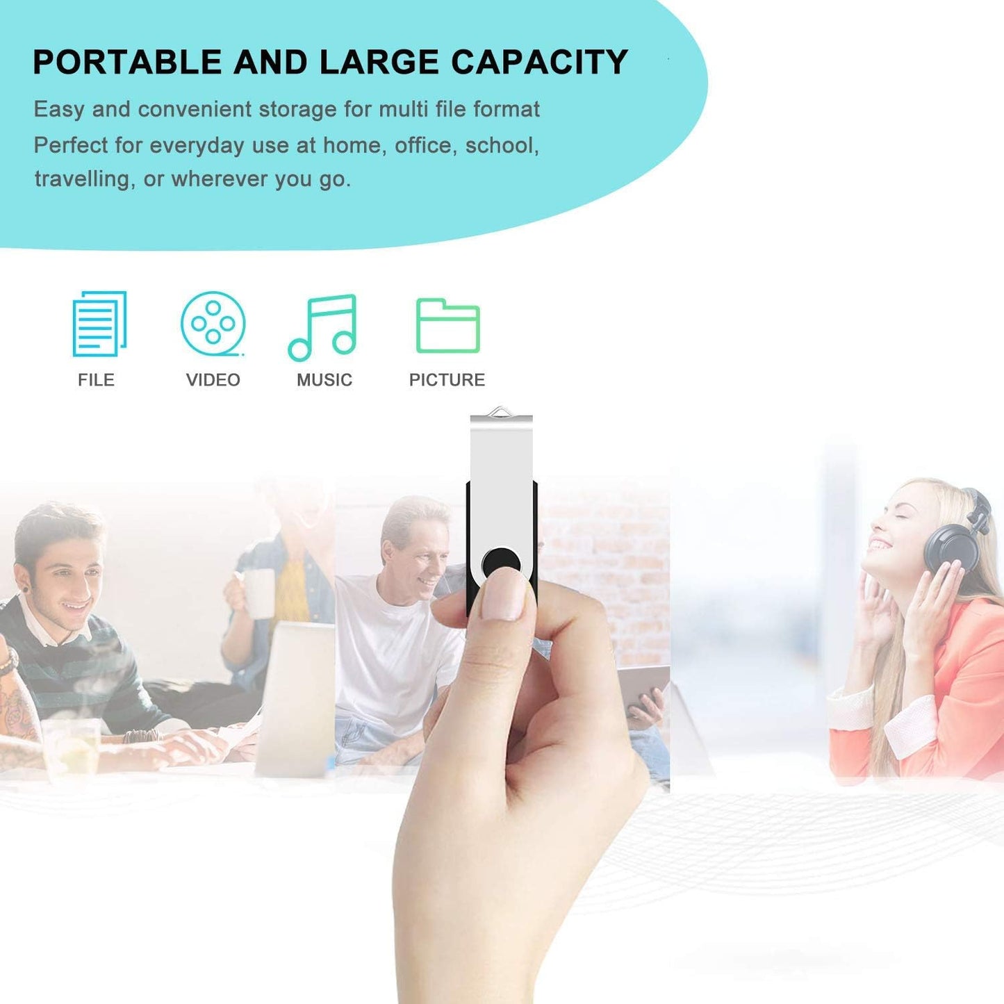 Aiibe 64GB Flash Drive 3.0 10 Pack 64GB USB Flash Drives High Speed Thumb Drive Jump Drive Memory Stick USB Drives 64 GB Bulk, Black