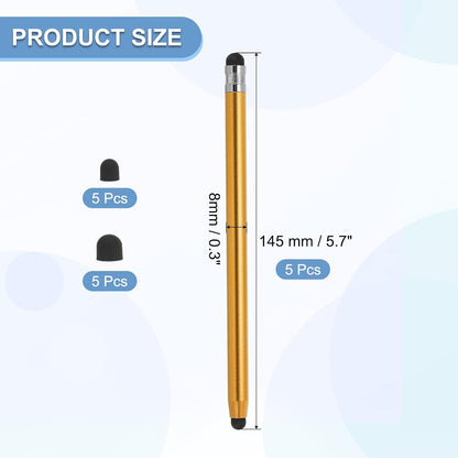 PATIKIL 5 Pcs Stylus Pens for Touch Screens, 2 in 1 High Sensitivity Universal Pen Capacitive Stylus for Phone Tablets Laptop Touch Screen Devices, Gold