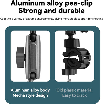 TELESIN Super Clamp Camera Mount with 360° Dual Ball Head, Bike/Bicycle/Motorcycle Handlebar Mount for GoPro Max Hero 13 12 11 10 9 8 7, DJI Osmo Nano 360 Action 5 Pro 4 3, Insta 360 X4 X5 Ace Pro 2