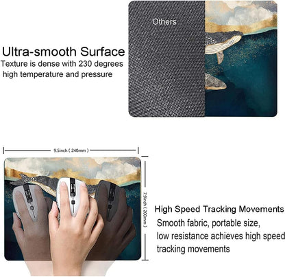 Whale Mouse Pad, Animals Art Mouse Pads, Mouse Mat Square Waterproof Mouse Pad Non Slip Rubber Base MousePads for Office Home Laptop, 9.5"x7.9"x0.12" Inch
