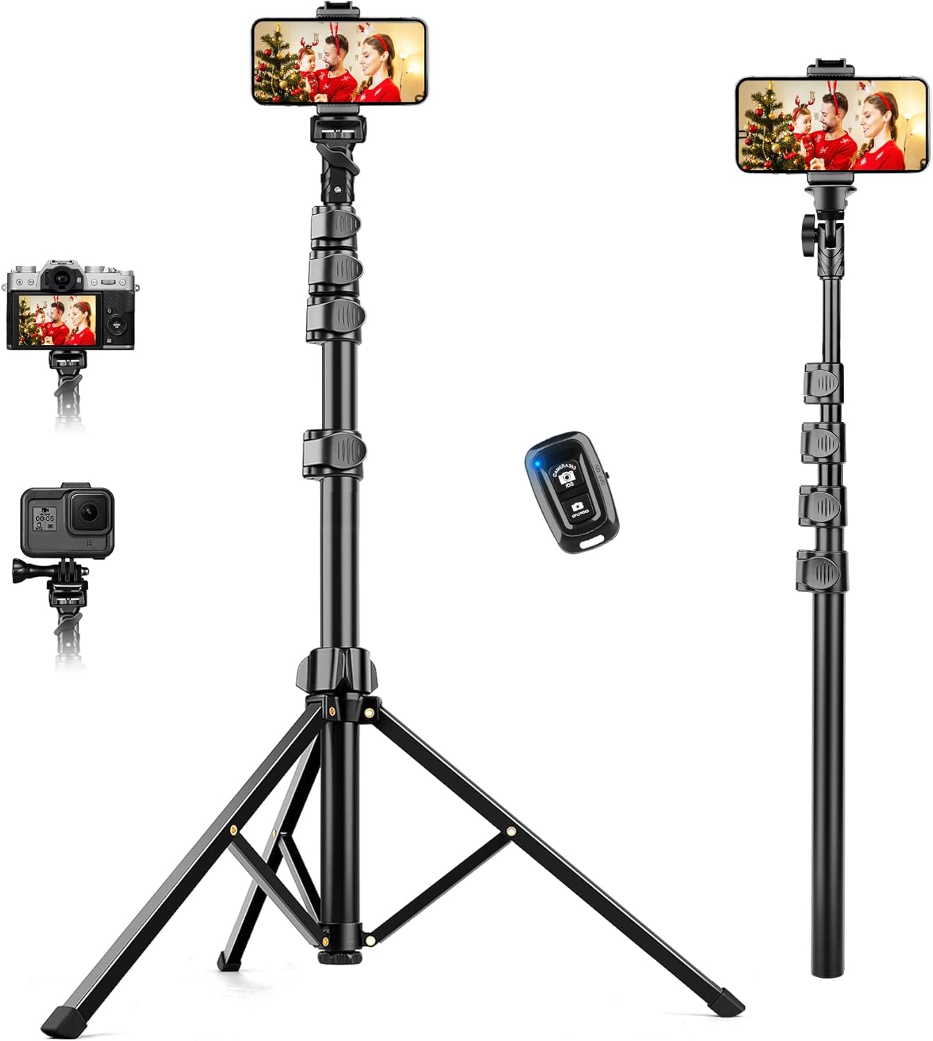 Victiv 71" Phone Tripod, Camera Stand Tripod with Remote and Phone Holder, Sturdy & Stable, Height Adjustable Selfie Stick Mode, Perfect for Selfies Video Recording/Cooking/Vlog/Photo