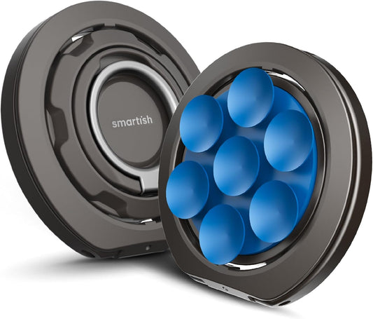 Smartish® MagSafe Suction Mount - WallFlower - 3 in 1 Reversible Magnetic Phone Grip Finger Loop, Suction Mount, Kickstand w/Universal MagSafe Adapter Kit for Apple iPhone - Blues on The Green