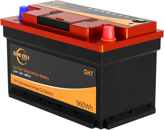XingCell H7 Group 94r 12V 75Ah 880CCA LiFePO4 Lithium Car Battery - Long lasting and Lightweight Design for Car Audio Replacement Batteries