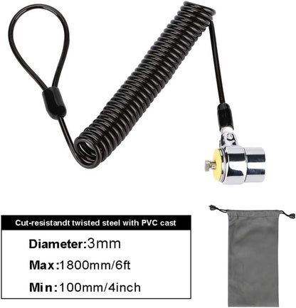 Security Hardware Cable Lock Kit,Retractable Cable Lock Portable Keyed Laptop Lock 3 Keys 6.2Ft for Monitors, Laptops, MacBooks, Tablets, iPad,Mac mini, (Keyed Different)