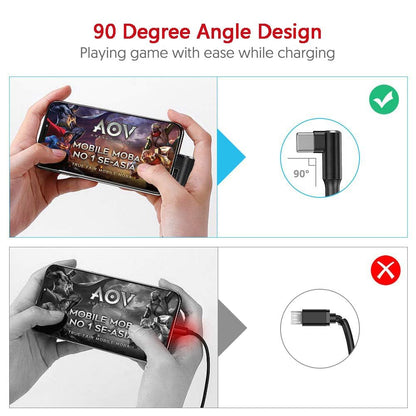 100W 2 Pack 3+6FT Type C to Type C Fast Charging Cable USBC to USBC Cord 90 Degree USB C Cable Right Angle for iPhone 16 15 Samsung Galaxy S24 S23 iPad MacBook Pixel USB C Charger