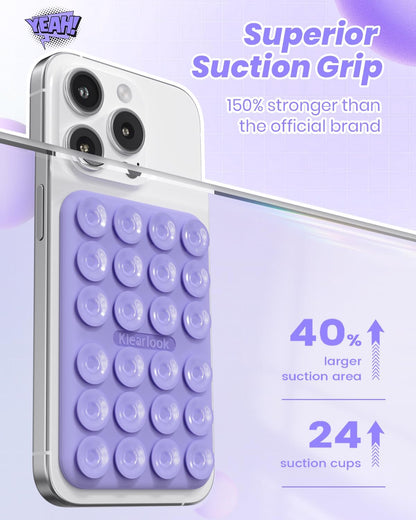Klearlook Magnetic Suction Phone Mount for MagSafe Case, Removable Sticky Phone Grip Holder for Hands-Free Makeup/Selfie/Live Streaming/Vlog for TikTok & Instagram Influencer/Creator, Lavender
