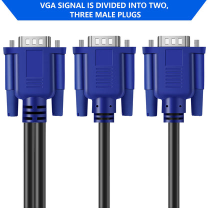 PASOW VGA Splitter Cable (No Screen Extension) 1 Male to 2 Male Dual Monitor Y Adapter 1080P Full HD for projectors, HDTVs, Monitors (6 Feet) - Only for Screen Duplication - Work for Identical Monitor
