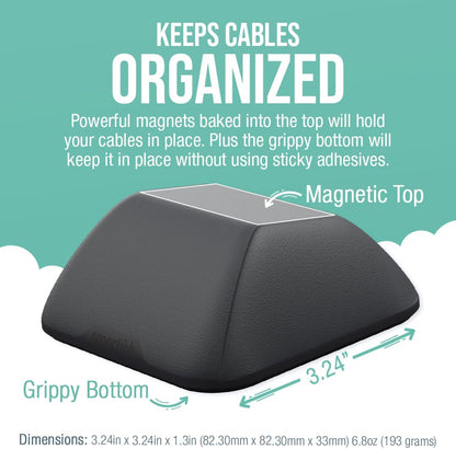 Smartish® Magnetic Cord Holder - Cable Wrangler Organizer with Magnet Clips for Charger Management on Desktop, Nightstand, or Side Table for All Cables, USB-C, Lightning Cables - Black Tie Affair