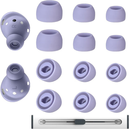 6 Pairs Replacement Eartips for Samsung Galaxy Buds Pro Headphones, Silicone Tips Earbuds Eartips Set, L/M/S Earplug Replacement Accessories (Purple, with Pen)